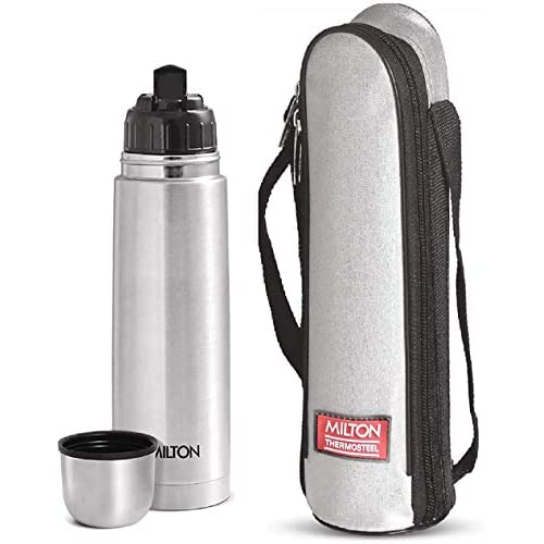 Milton Flip Lid 500 Thermosteel 24 Hours Hot And Cold Water Bottle With Bag 500 Ml Silver