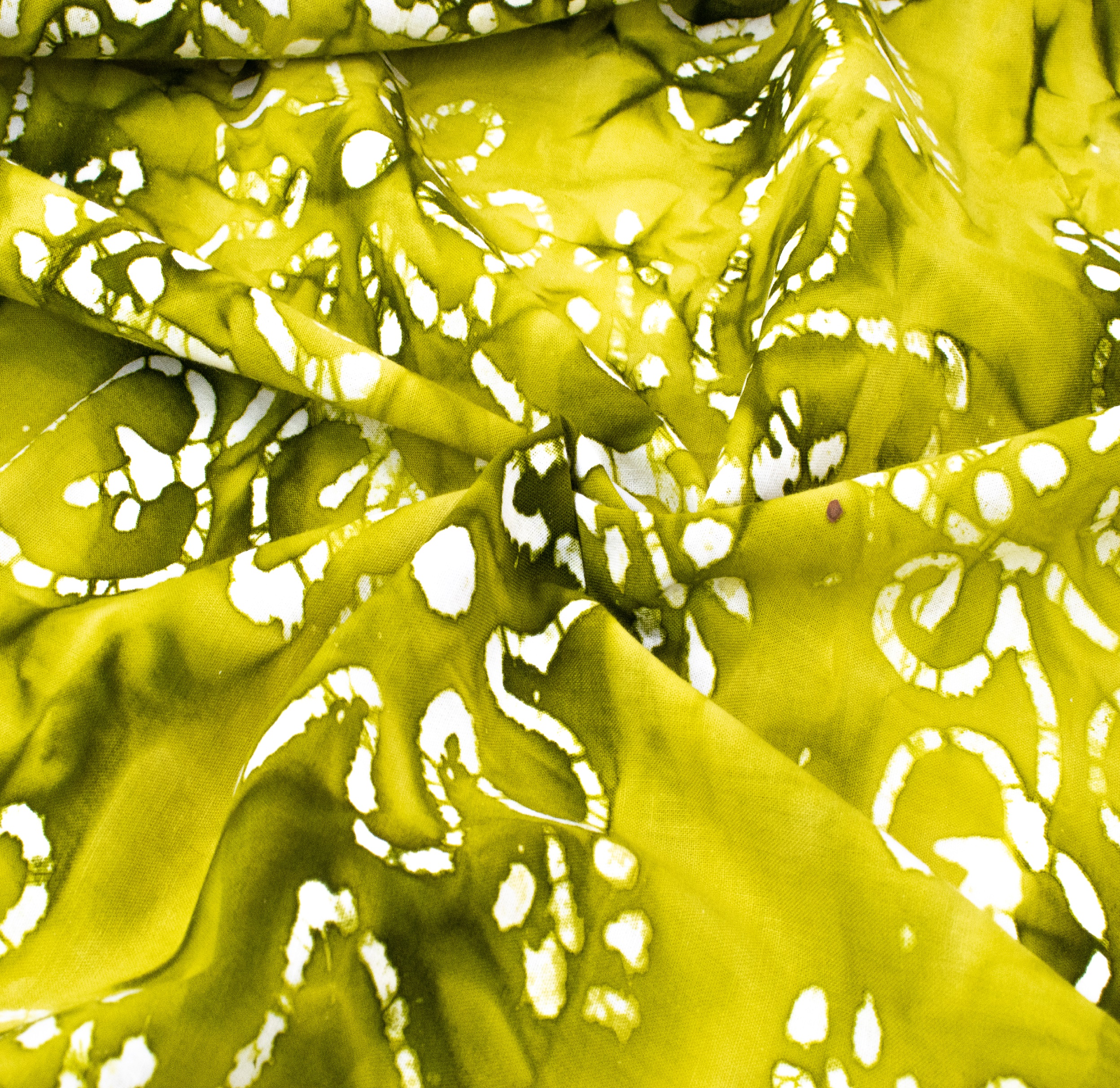Spillbox Handprinted Batik printed Cotton Unstitched fabric material for women Dress/Palazzos GREEN YELLOW 1 METRE