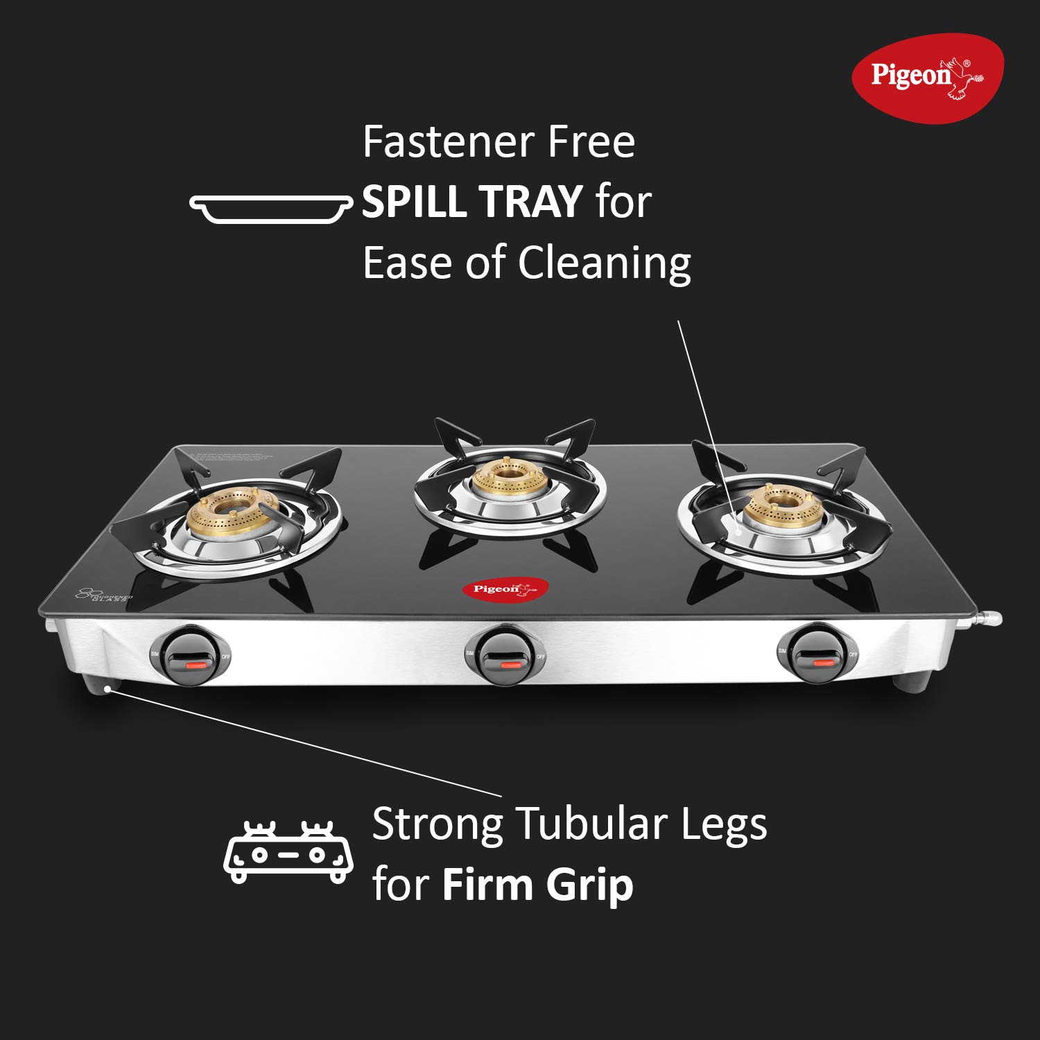Buy Pigeon by Stovekraft Ayush Gas Stove 3 Burner Online ₹3079 from