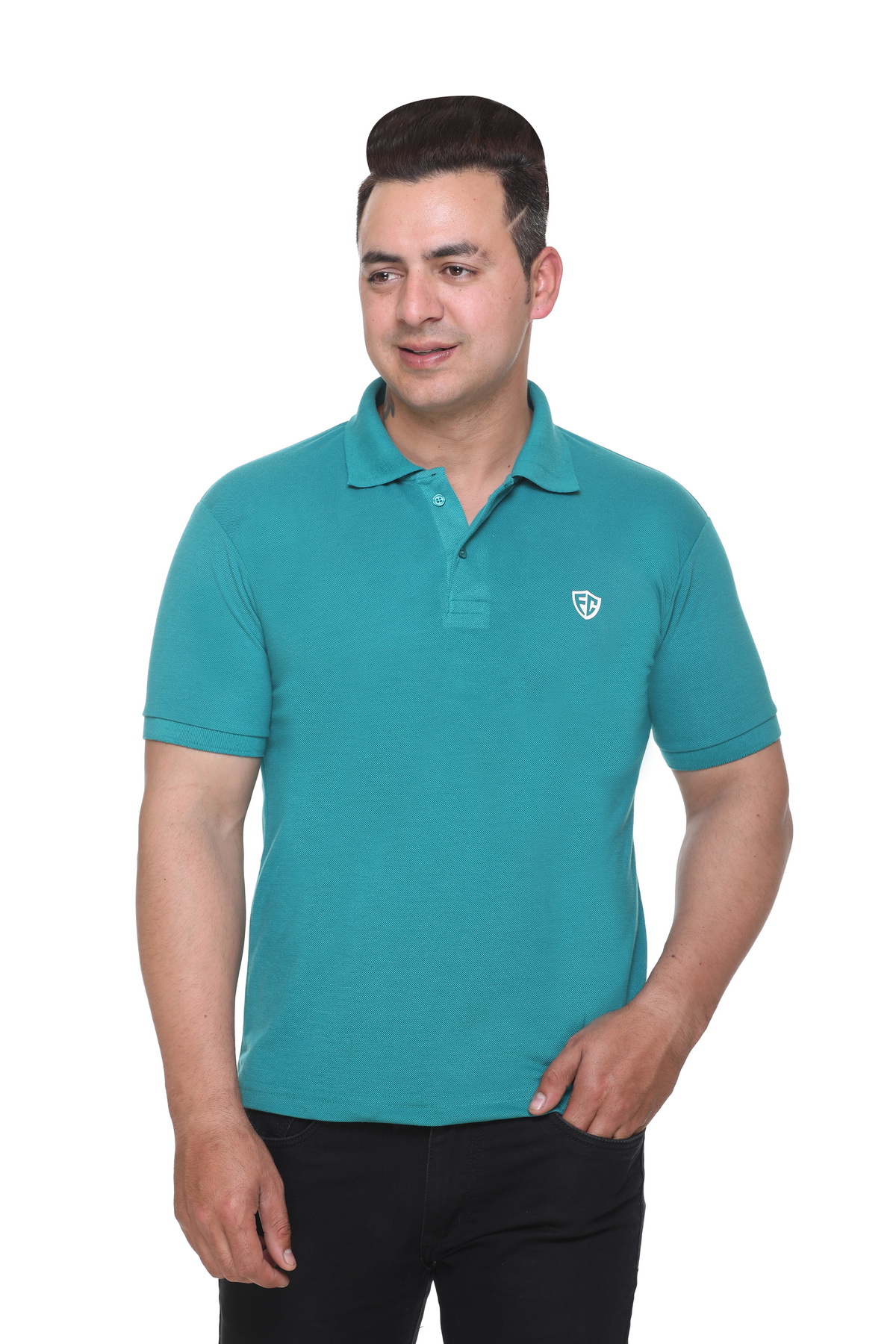 Solid Men Polo Teal T SHIRT
