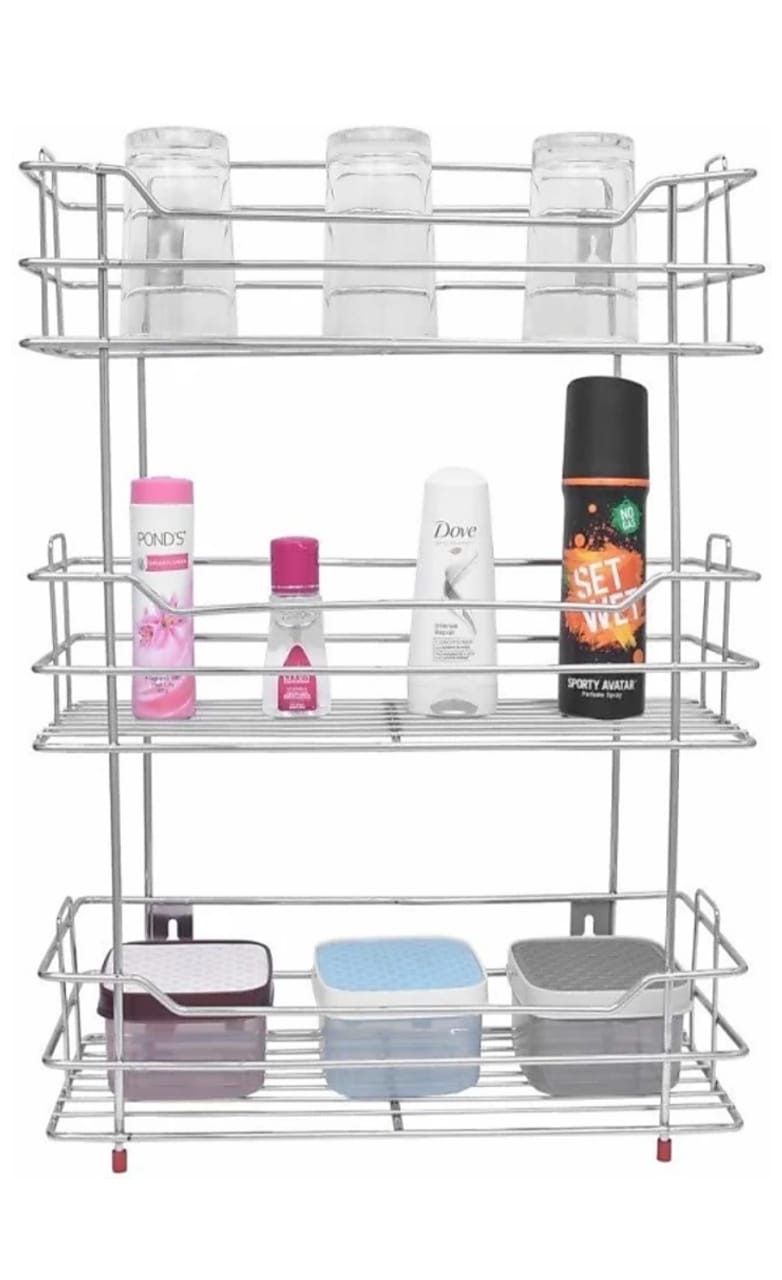 Stainless Steel pull out Multi Purpose Storage Rack Kitchen, Bathroom Shelves and Racks, Wall Mounted Rack for Home