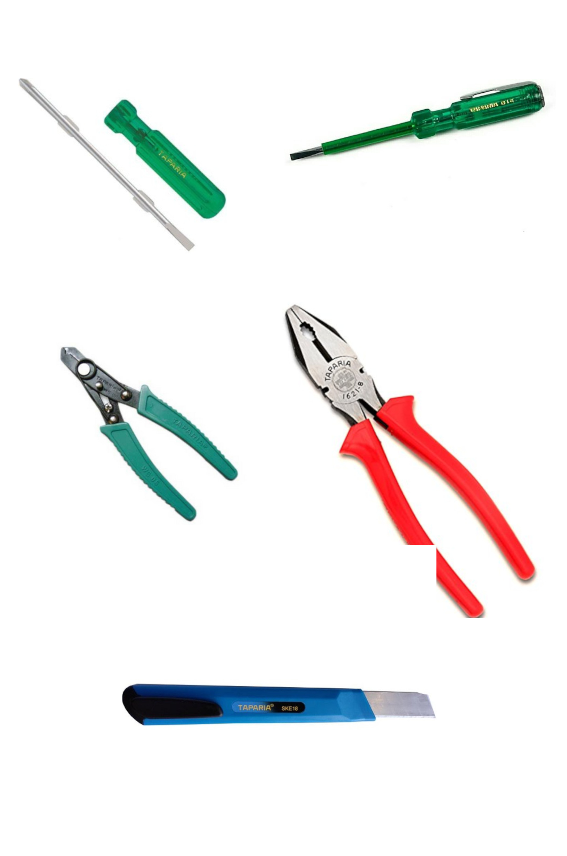 TAPARIA Combination Pliers 210mm/2 in 1 Screw Driver/Wire Stripper/Screw Driver Tester Set of 4