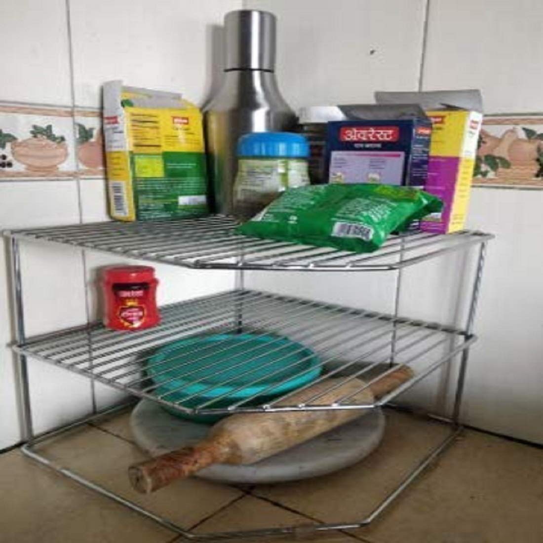 Buy PLA Stainless Steel Multipurpose Kitchen Corner Shelf Rack Stand