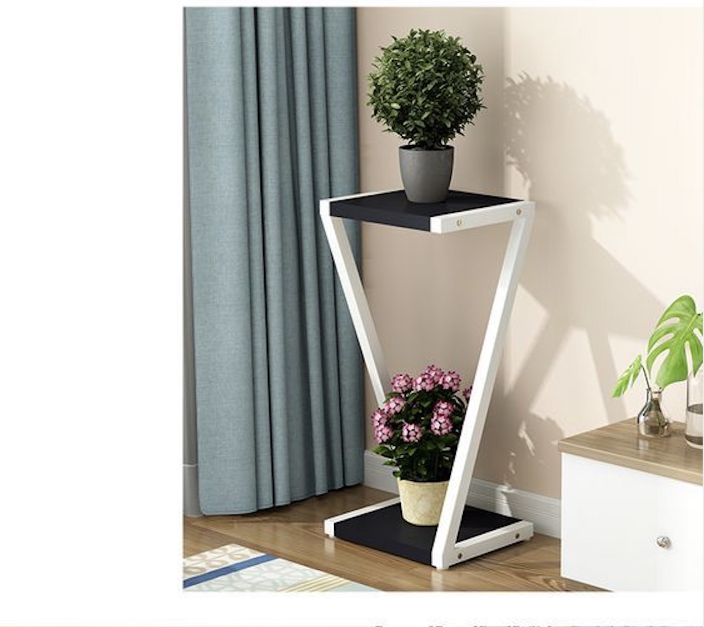 Buy EDEN METAL FLOWER STAND -ZZZ MODEL Set of 3 - Black White Online