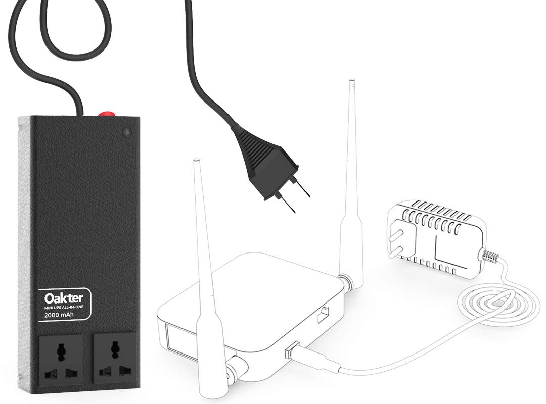 Oakter Mini UPS All In One for 5V / 9V / 12V WiFi Router Uninterrupted Power Backup for All Brand of Wi Fi Router