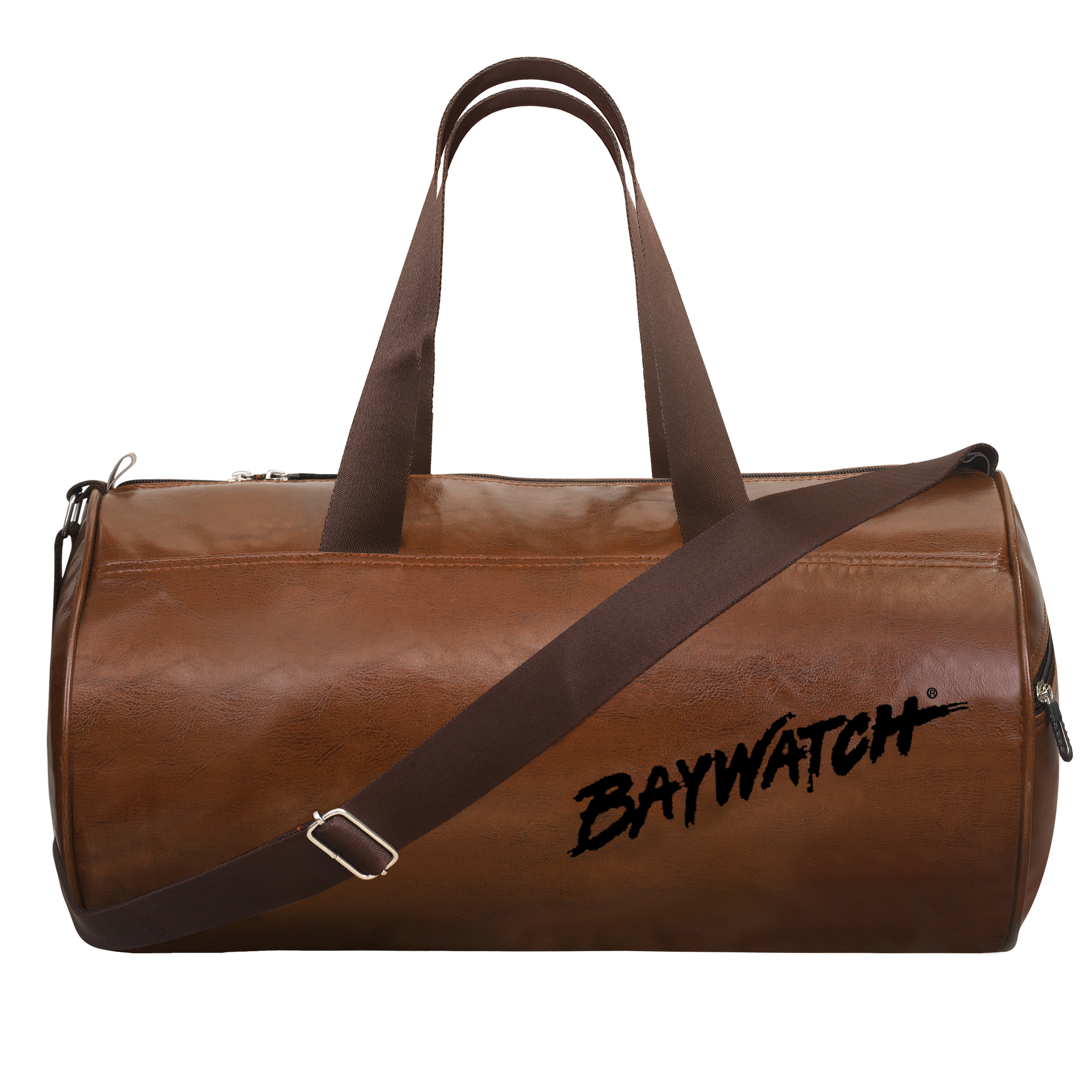 Baywatch Unisex Casual PU Leather Gym Duffle Bag ll Gym Bag for Men   Brown
