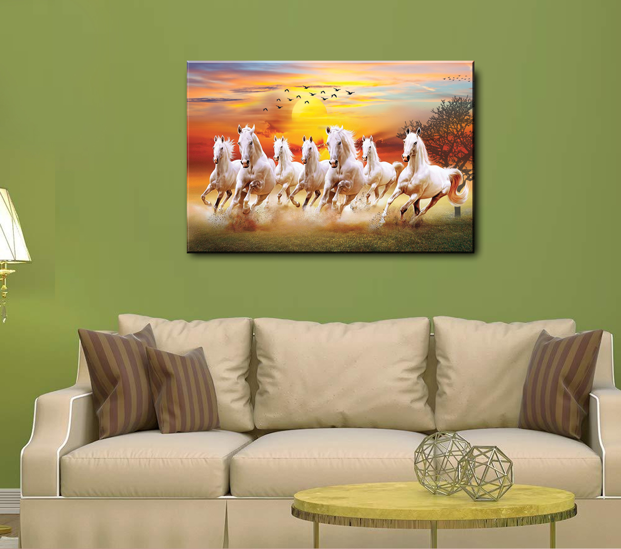 Buy Vastu Seven Horse Running Wall Big Size 3D Wooden Frame (23 X 15