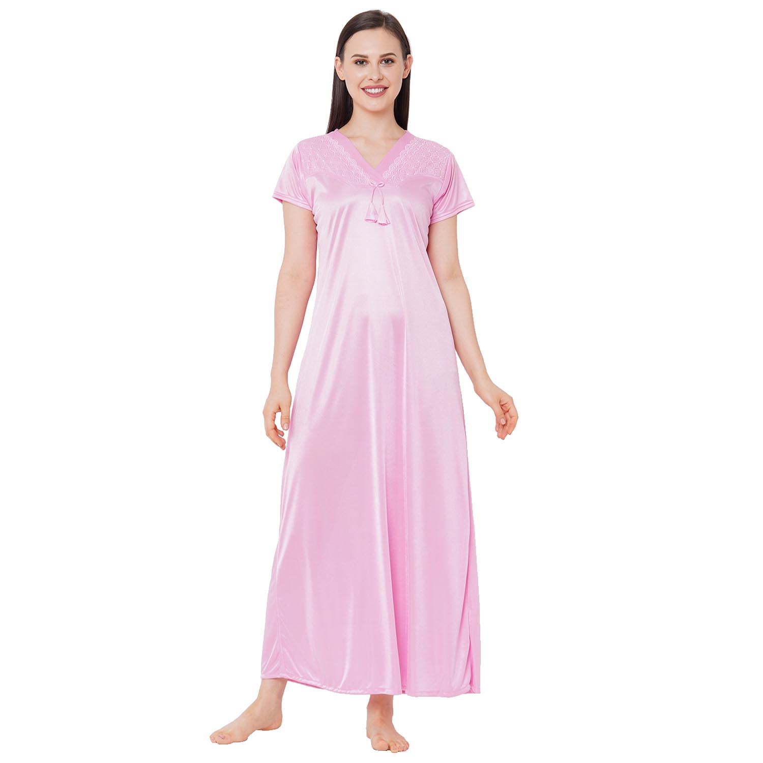 Buy JULIANA DREAM Women's Baby Pink Satin Solid Nightwear Online @ ₹509 ...