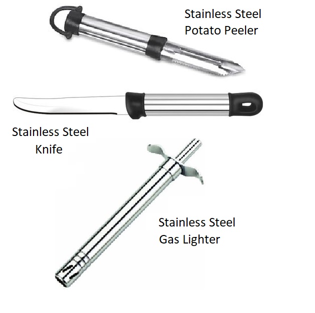 Evershine 3 In 1 Kitchen Tool Combo Stainless Steel Gas Lighter, Knife, Peeler Kitchen Tools Set