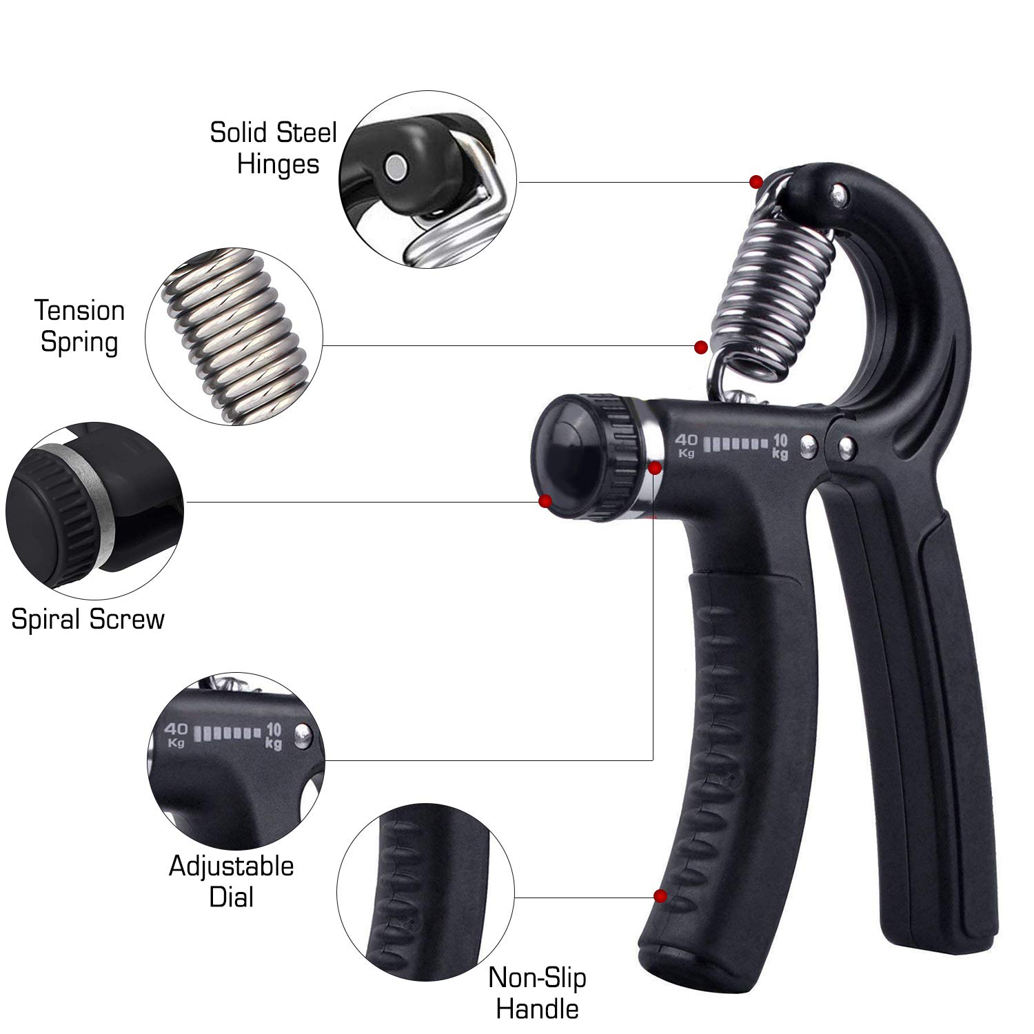 Adjustable Hand Grip Strengthener Comfortable Hand Gripper Multicolor