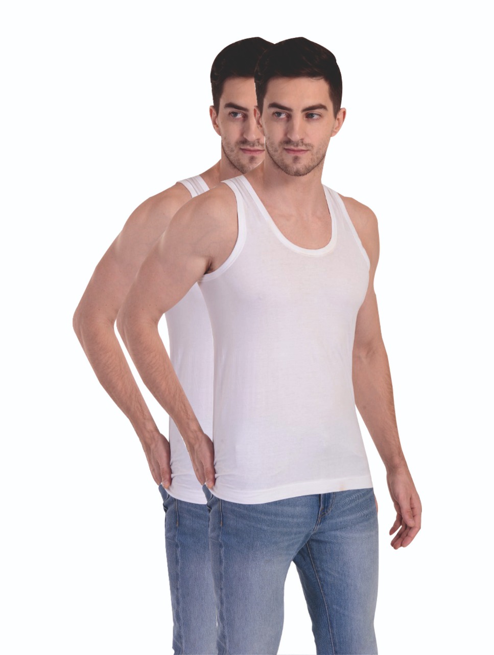 Civis Men White Sleeveless Vest   Pack of 2