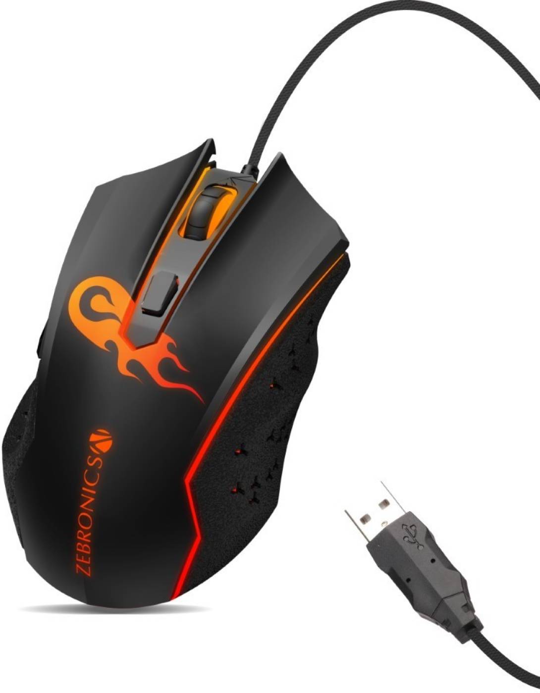 ZEBRONICS Zeb Clash Wired Optical Gaming Mouse USB 2.0, USB 3.0, Black