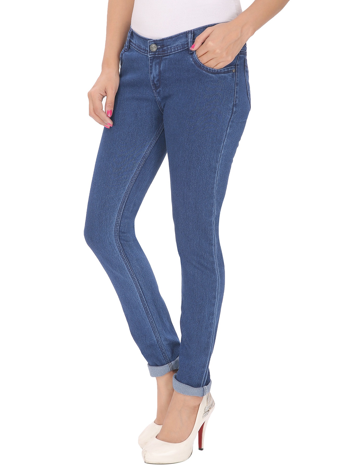 Buy Women Navy Blue Skinny Fit MidRise Clean Look Stretchable Jeans