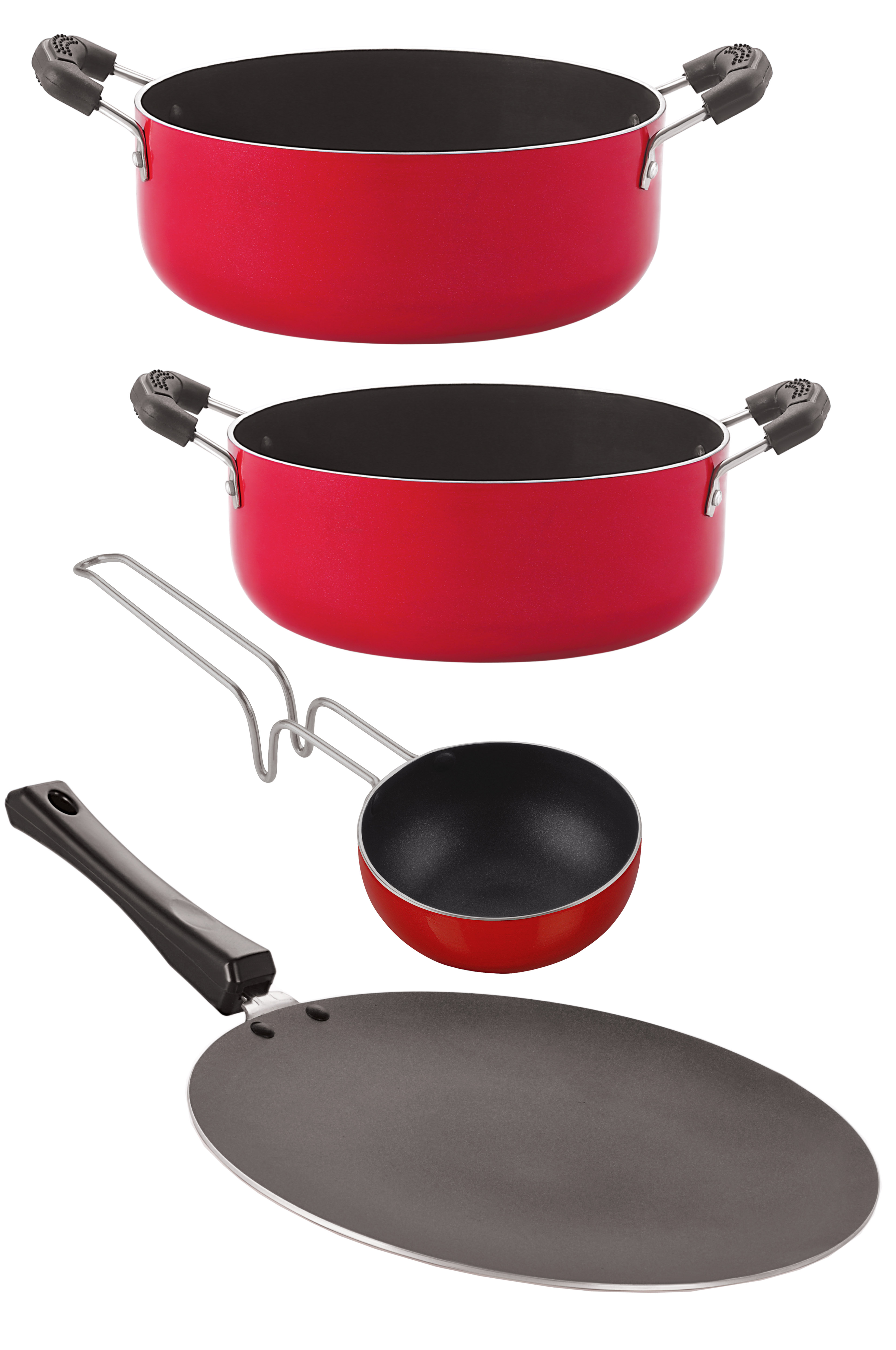Nirlon Aluminium Non Stick Non Induction cookware Set, 4 Pieces