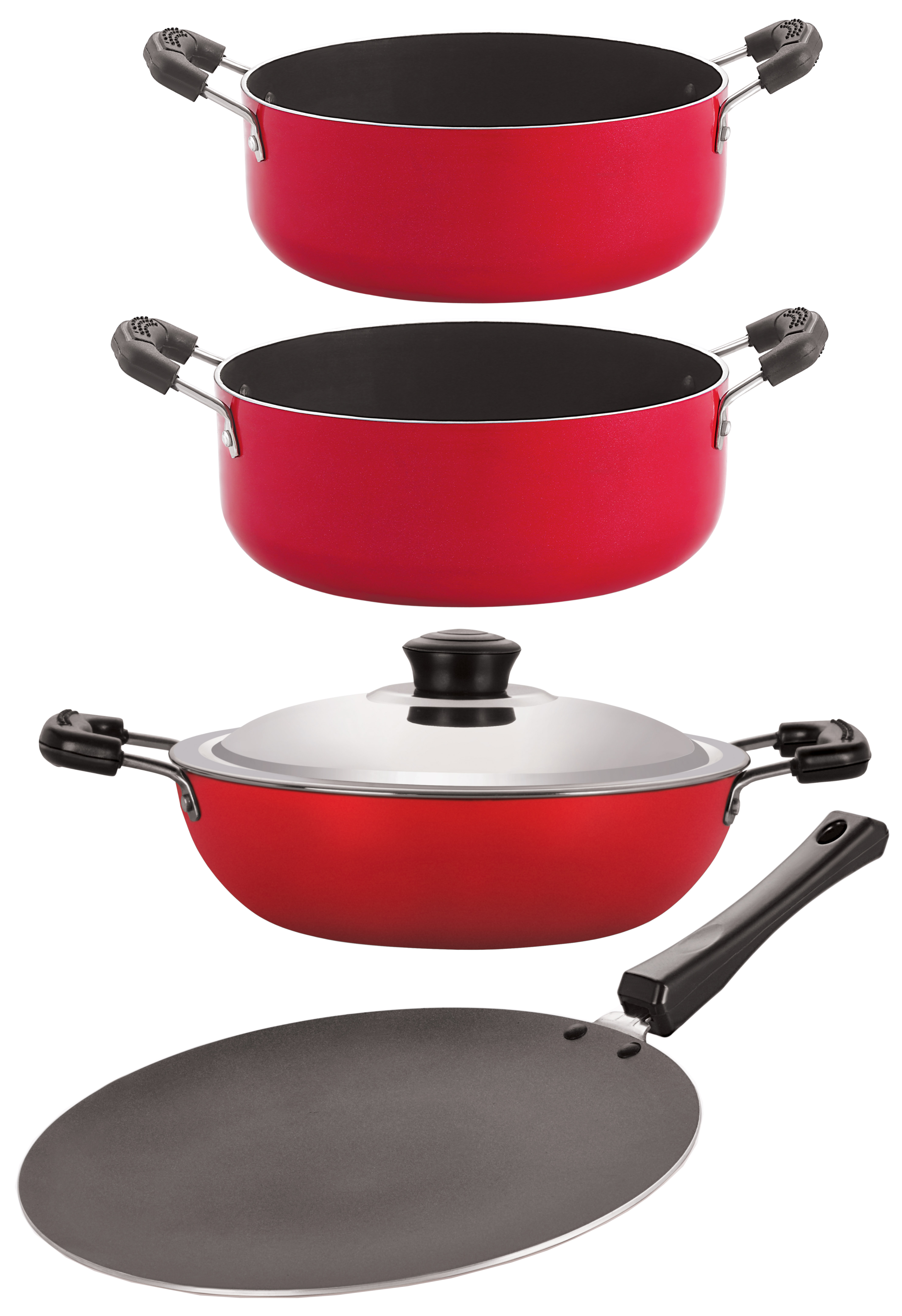 Nirlon Nonstick Aluminium Cookware Gift 4 Pieces Set fer with Bakelite Handle