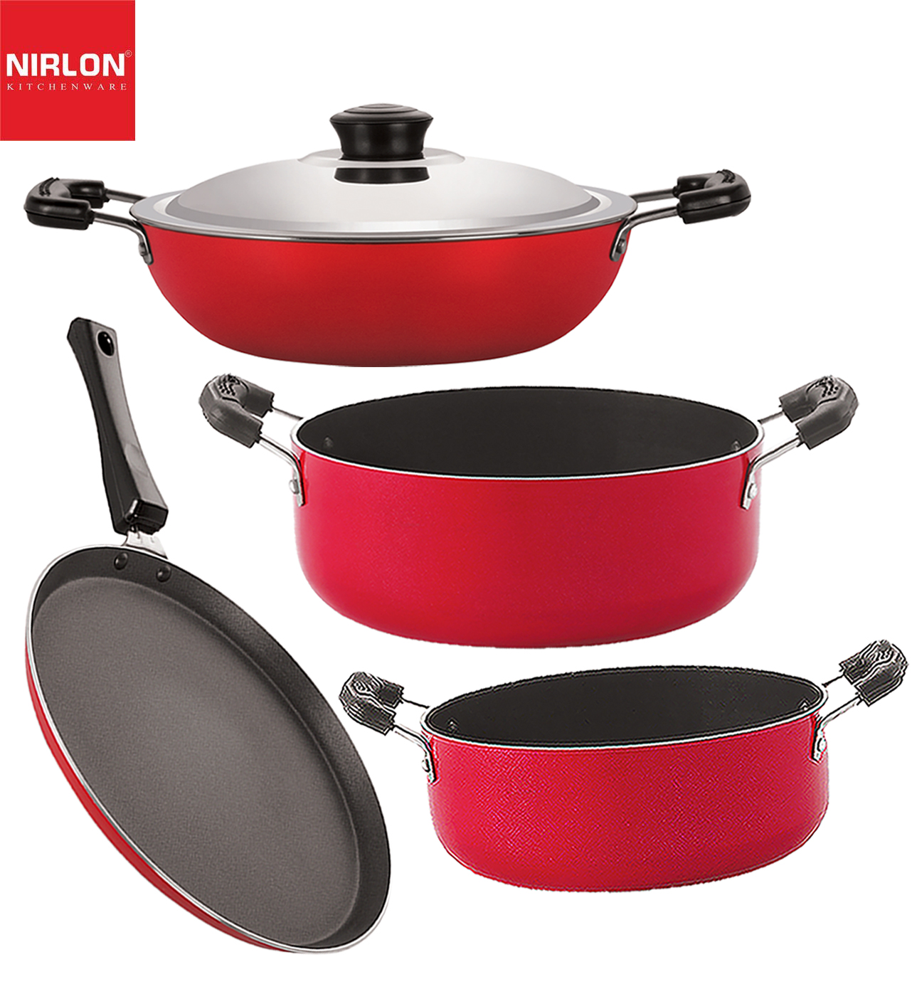 Buy Nirlon NonToxic Oil Free NonStick Cookware Combo Set of 4 Pieces