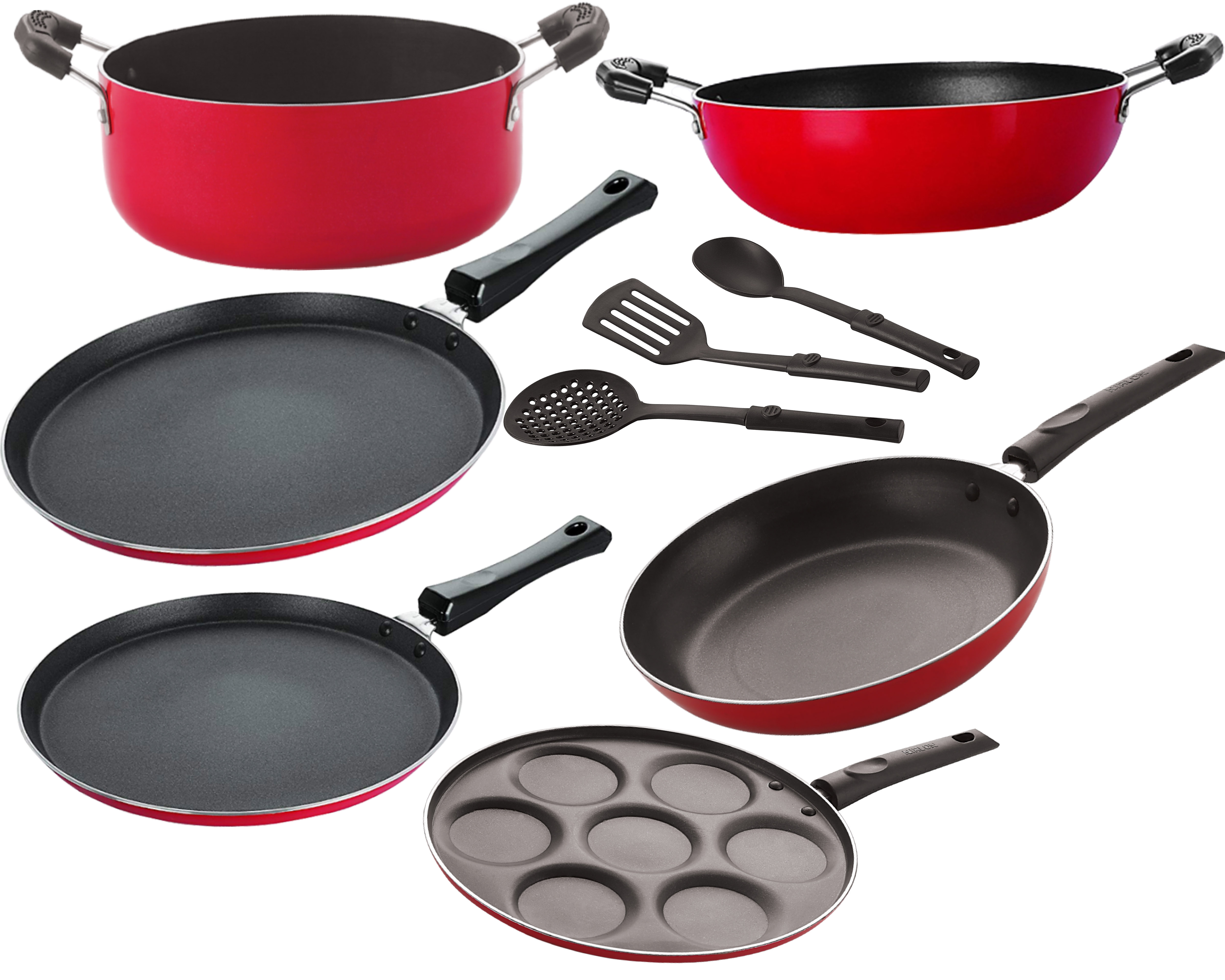 Nirlon Non Stick Non Induction Kitchen Cookware Set 9 Pieces