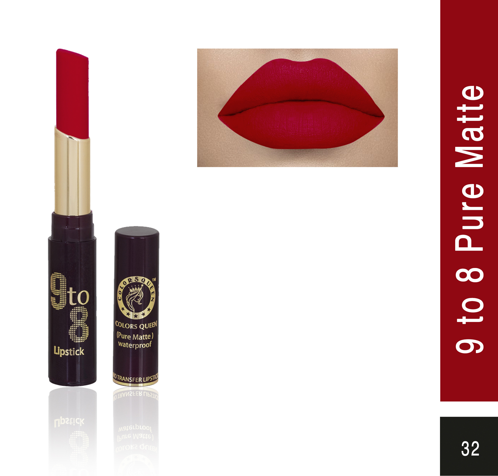 Colors Queen 9to8 Non Transfer Pure Matte Lipstick  Carpet Red 