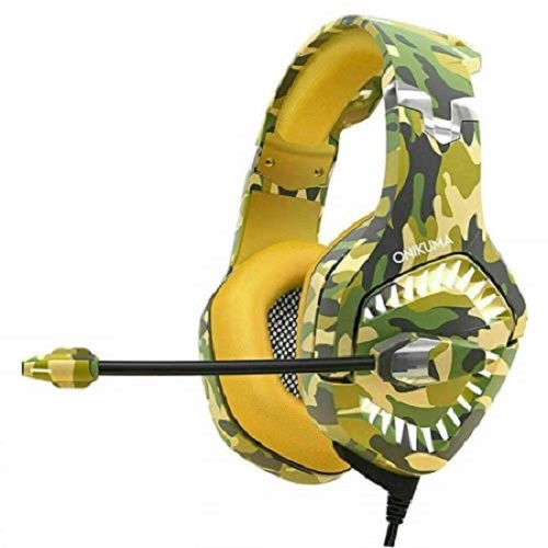 Onikuma K1 B Pro Camo Yellow Gaming Headset Over Ear Wired With Mic.