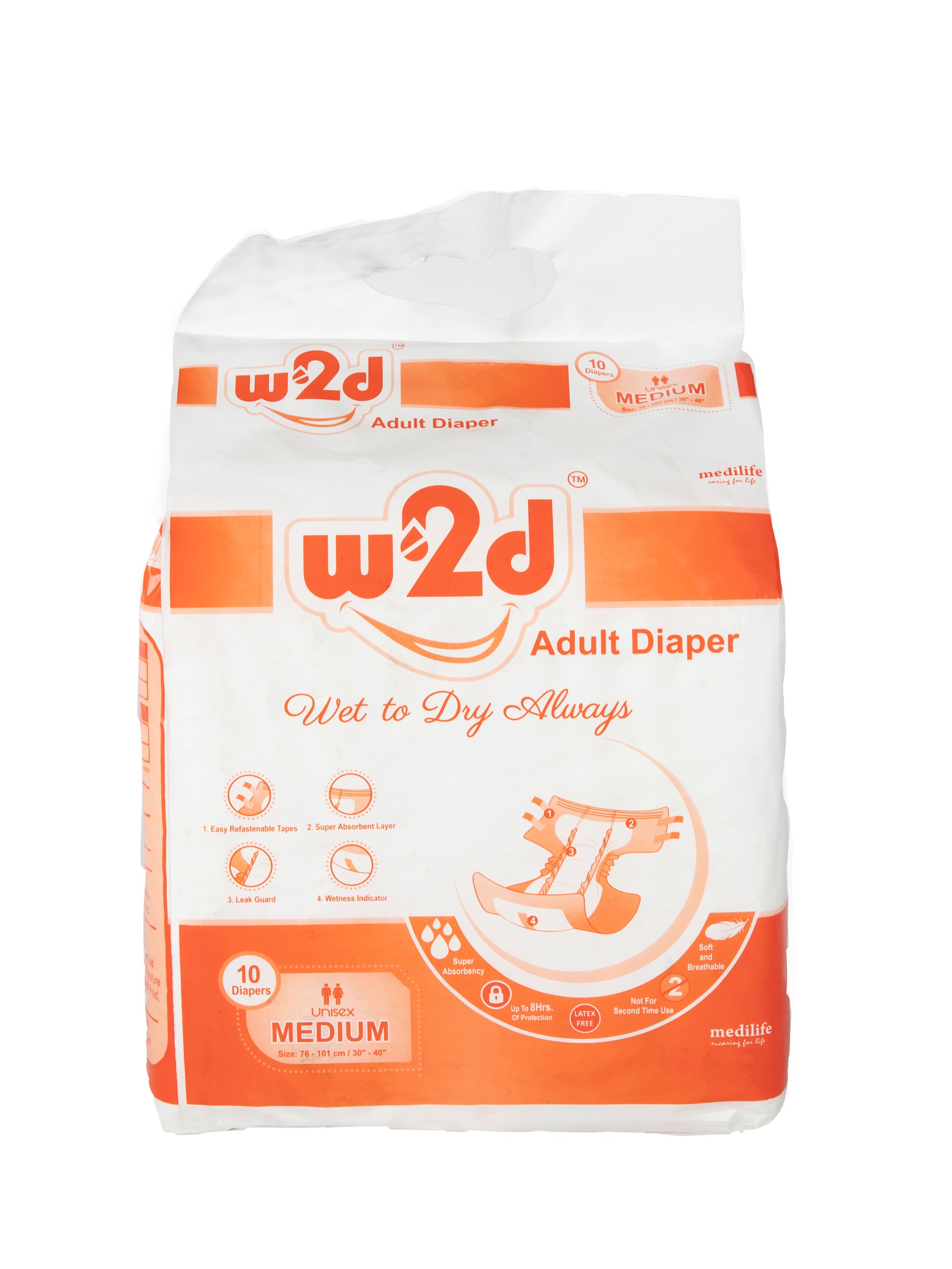 Adult Diaper W2D Medium M 10pc