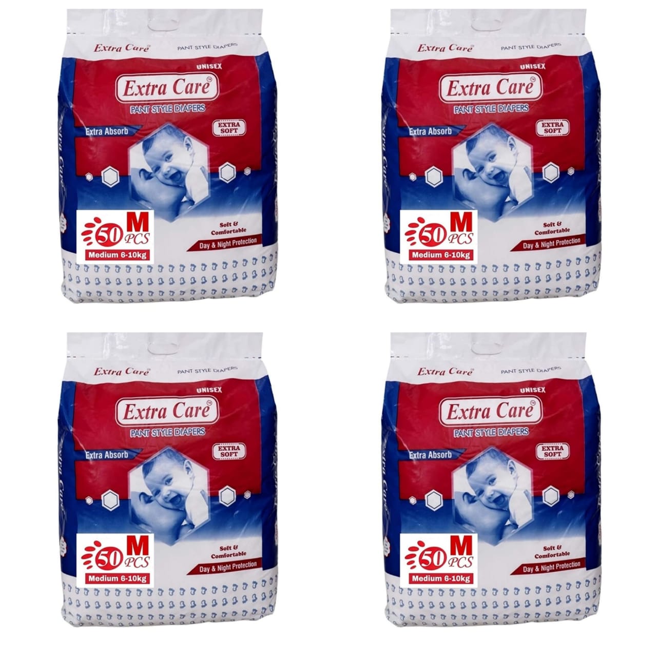 Extra Care Baby Diaper Pants M 50pc 4packet combo