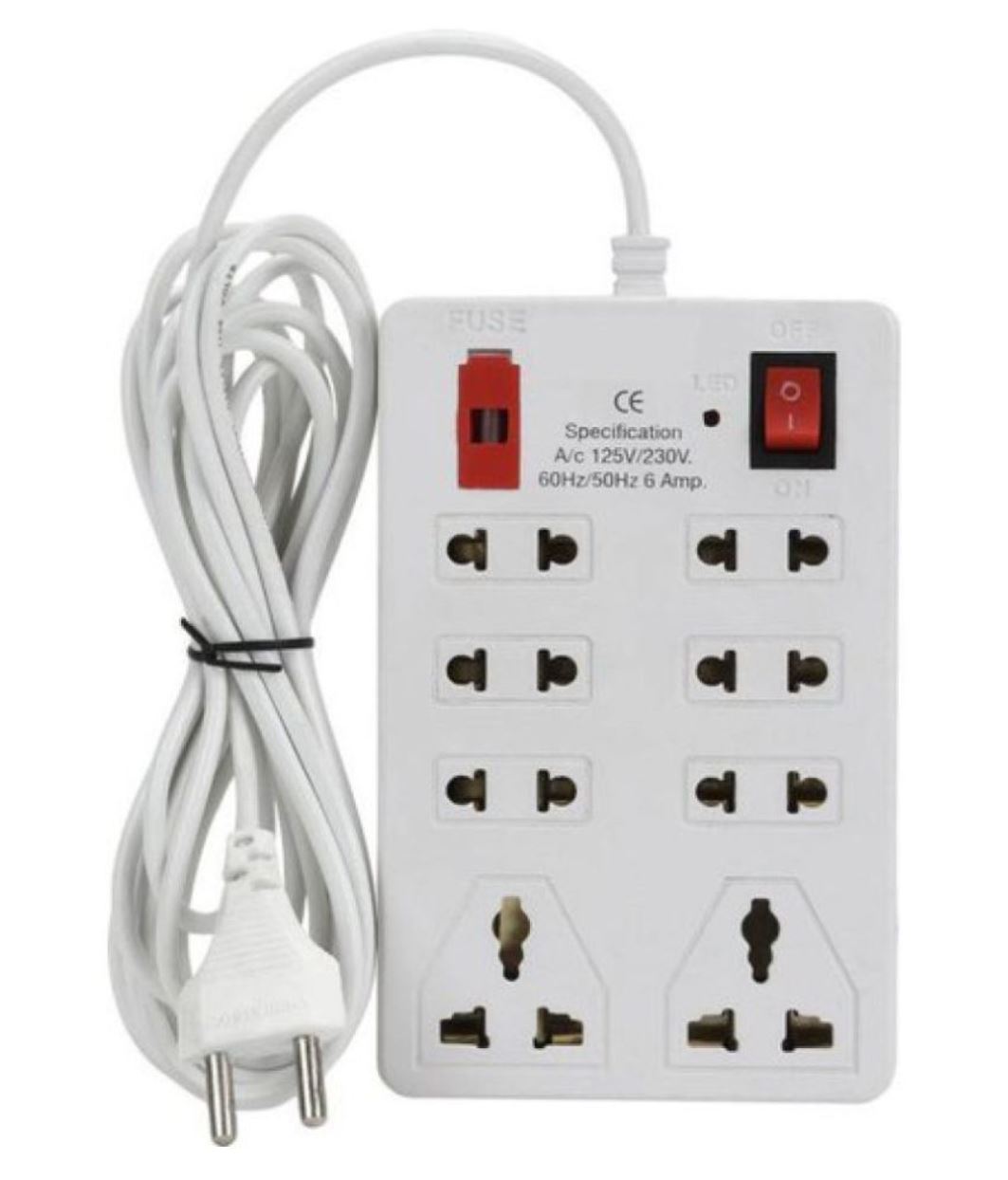 Buy Extension Cord Board with 4 yard wire 8 Socket 6 AMP Power