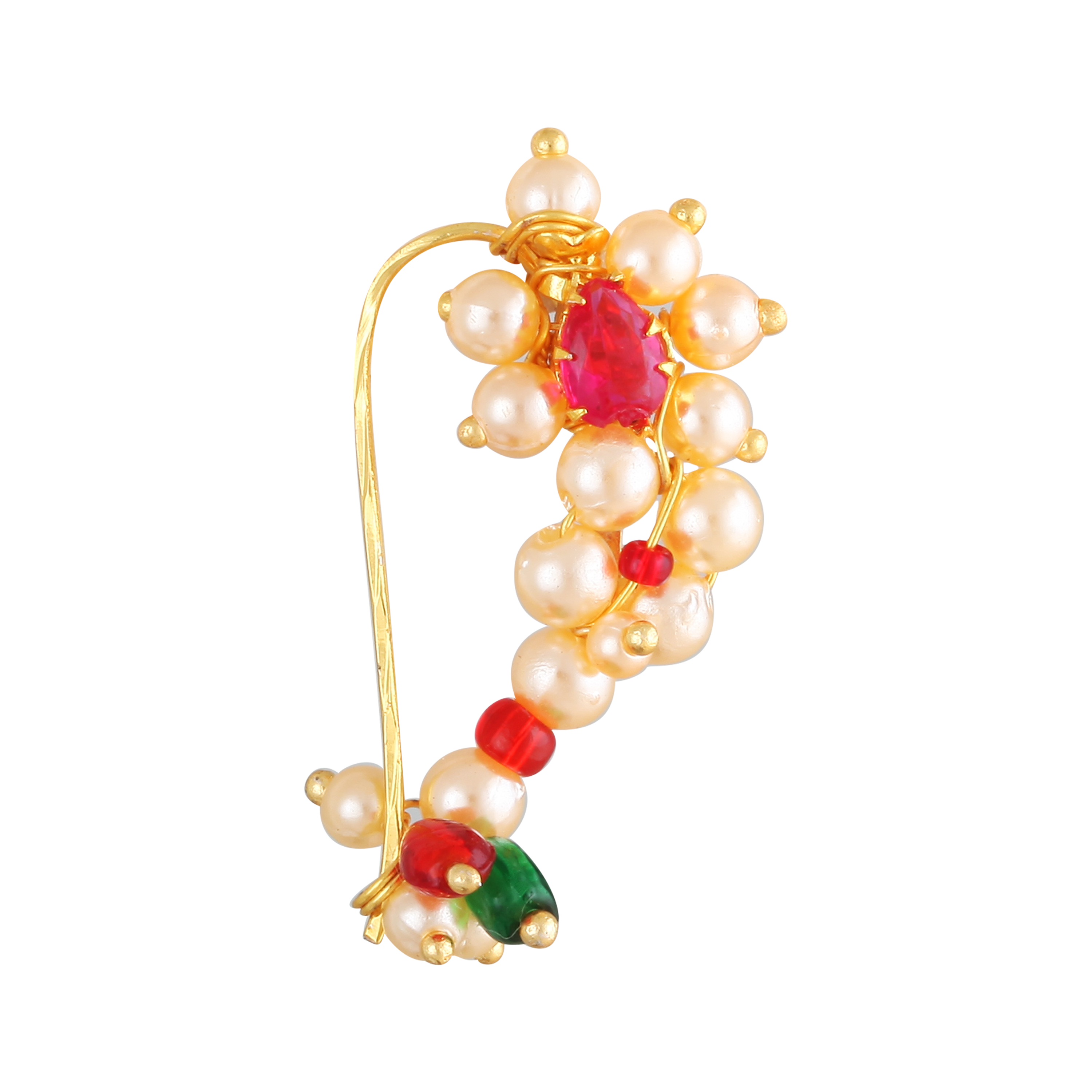 Navratri Special! Brass Base Oxidised Antique Gold Finish Maharashtrian Nose Clip-on