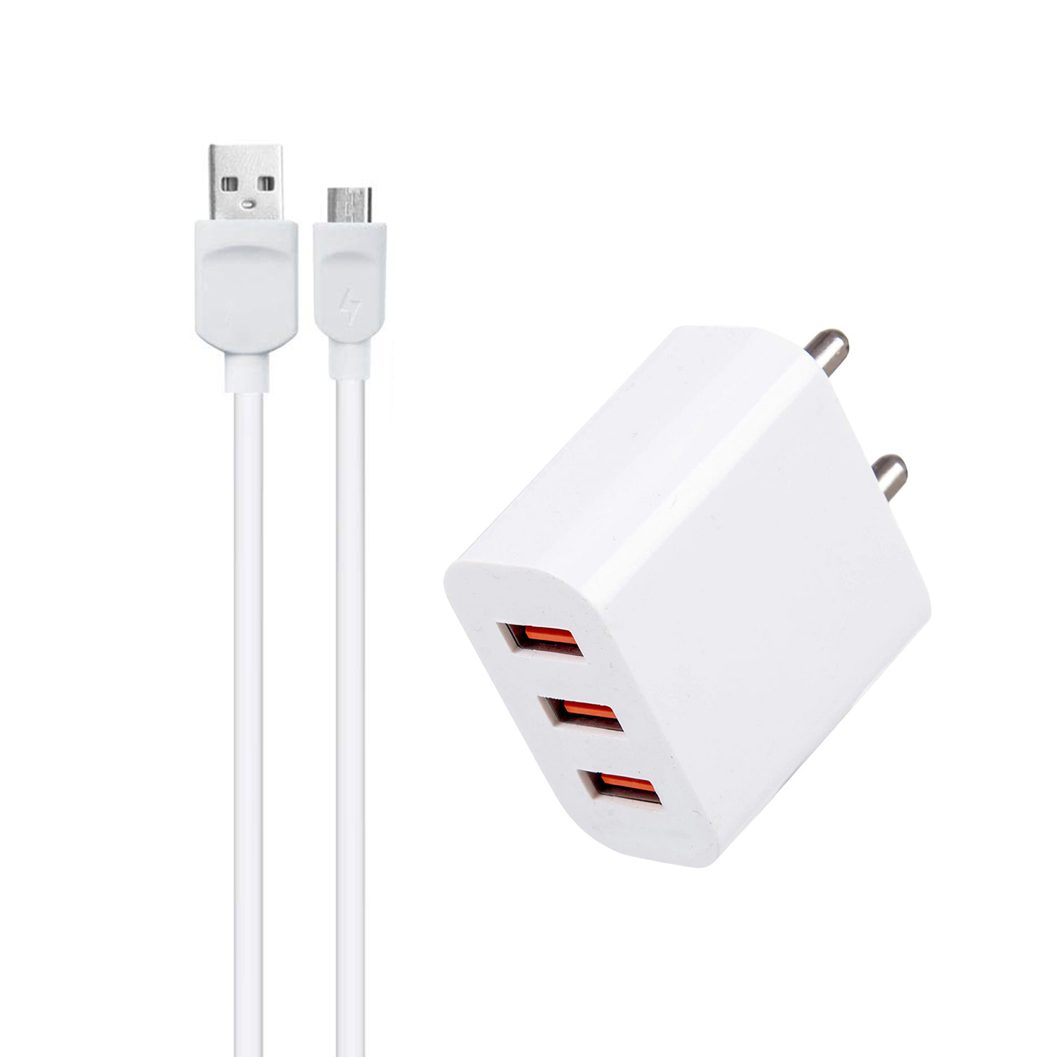 Digimate Dual USB 2.4 A Adapter With Micro USB Cables, Data Sync and Charging Cables