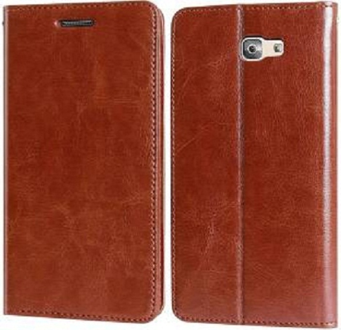 Flip Cover Leather Case Inner TPU, Leather Wallet Stand for Samsung J7 Prime  Brown 