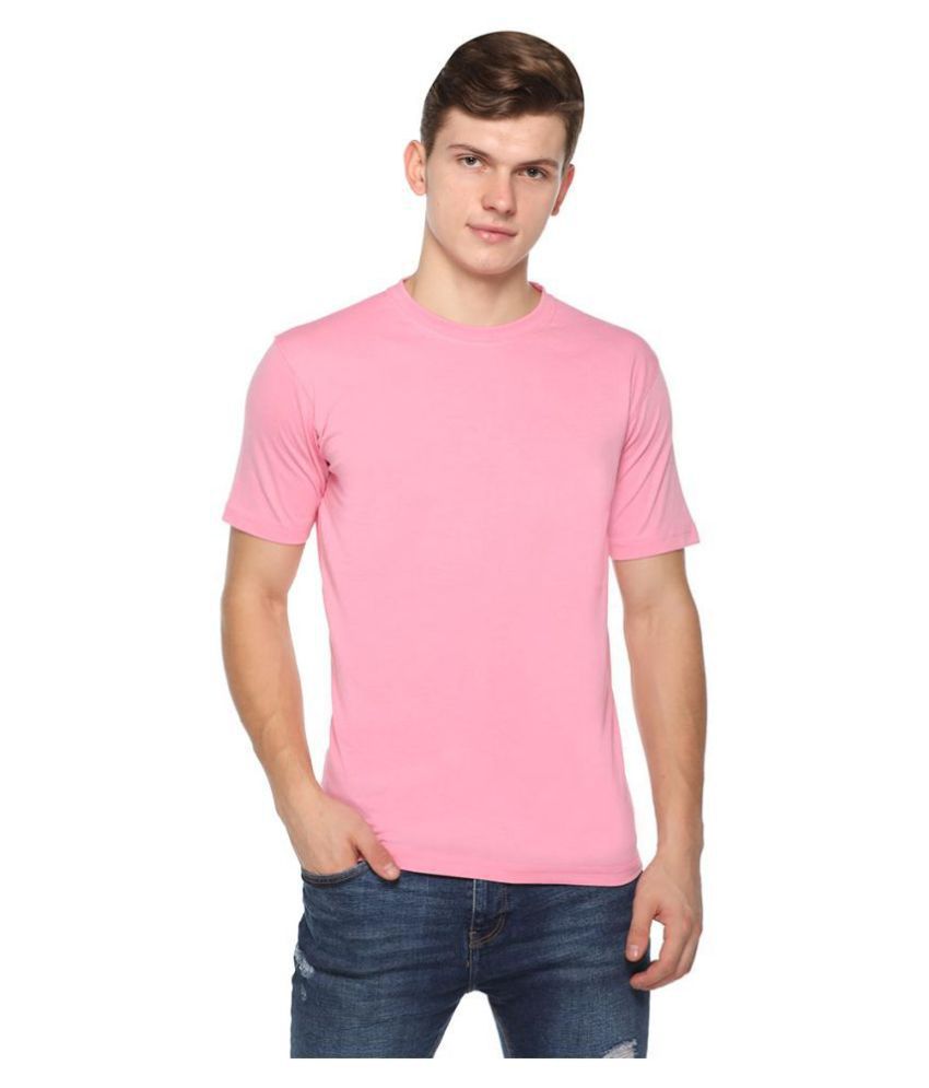 Clothinkhub Men Pink Half Sleeve Solid T Shirt