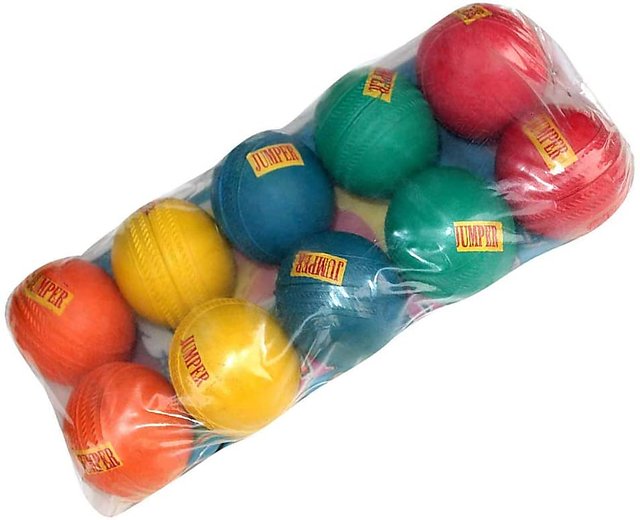 Rubber Jumper Cricket Ball   10 Pieces, Multicolour