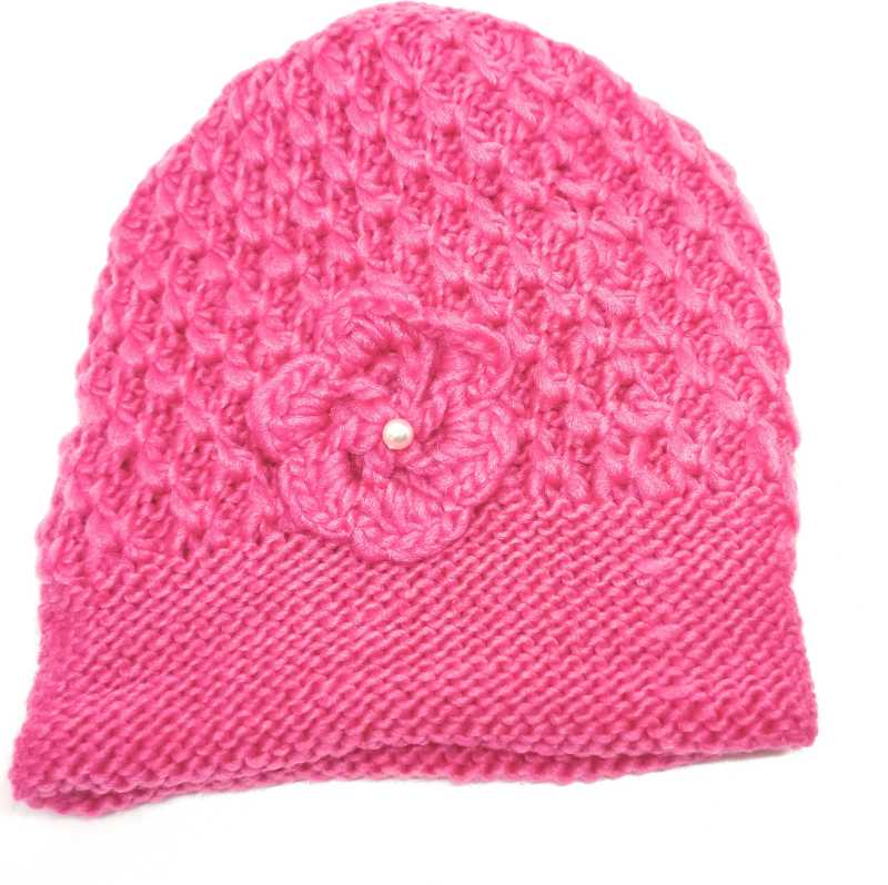 Bella Pink Pure Woolen Winter Cap for Women