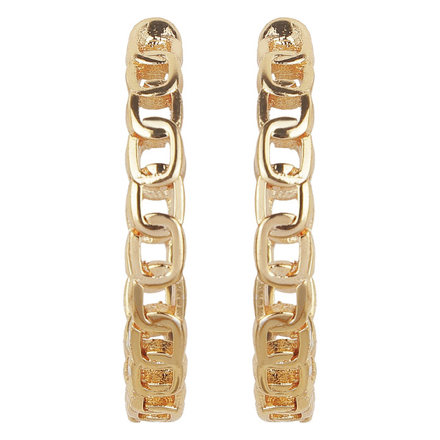 Single Chain Hoop Golden Hoop Earrings Brass Alloy Copper Material Earrings for Women's Fashion Jewelry