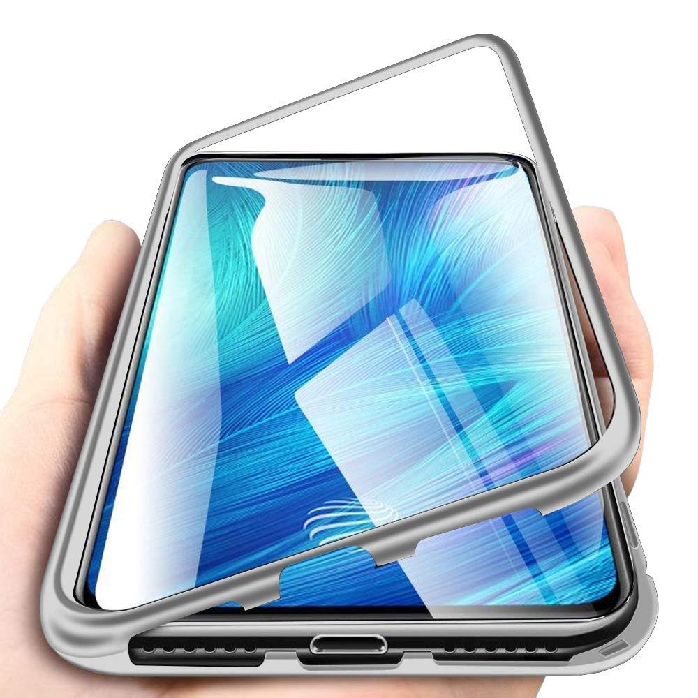 Magnetic Back Cover with Back Glass for Samsung Galaxy J6 2018 Silver