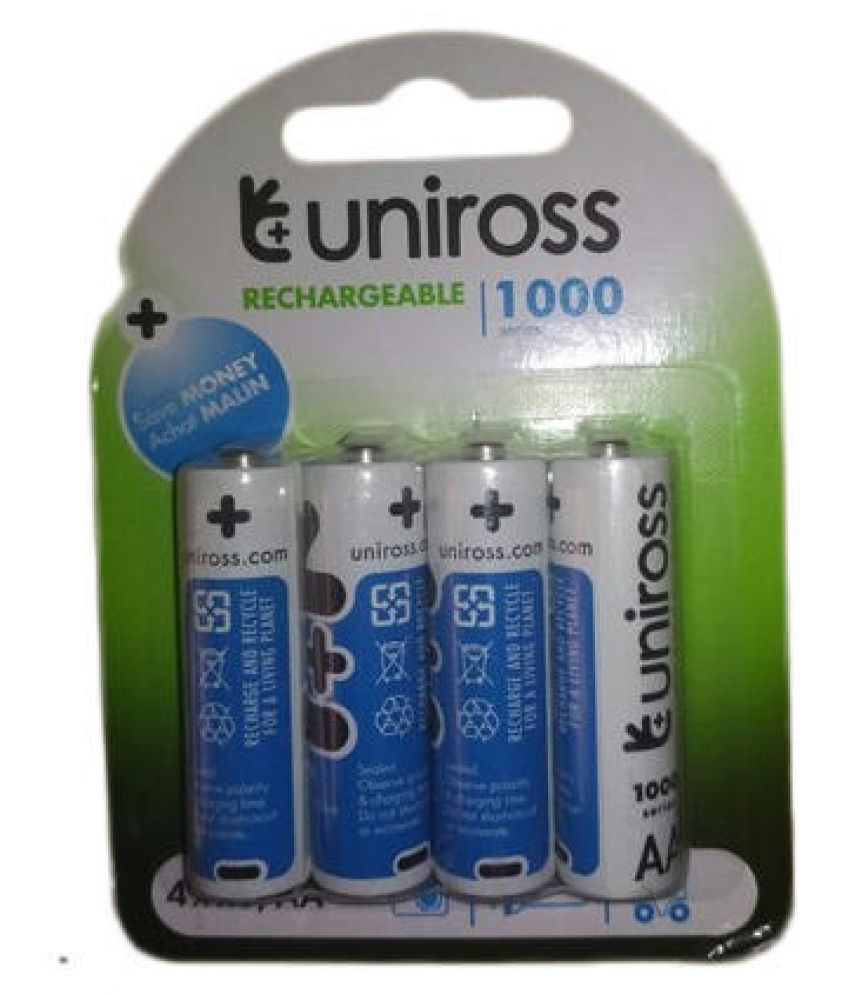 UNIROSS 1000 mAh Rechargeable Battery 4 Pcs Batteries