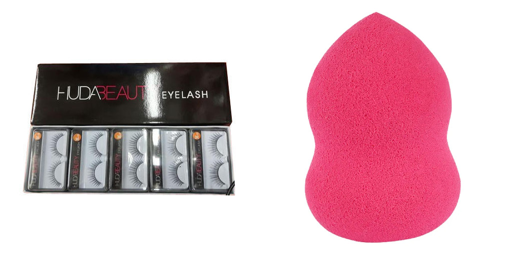 5 Pairs Beauty Makeup Style False Eyelashes With 1 Makeup Blender Puff
