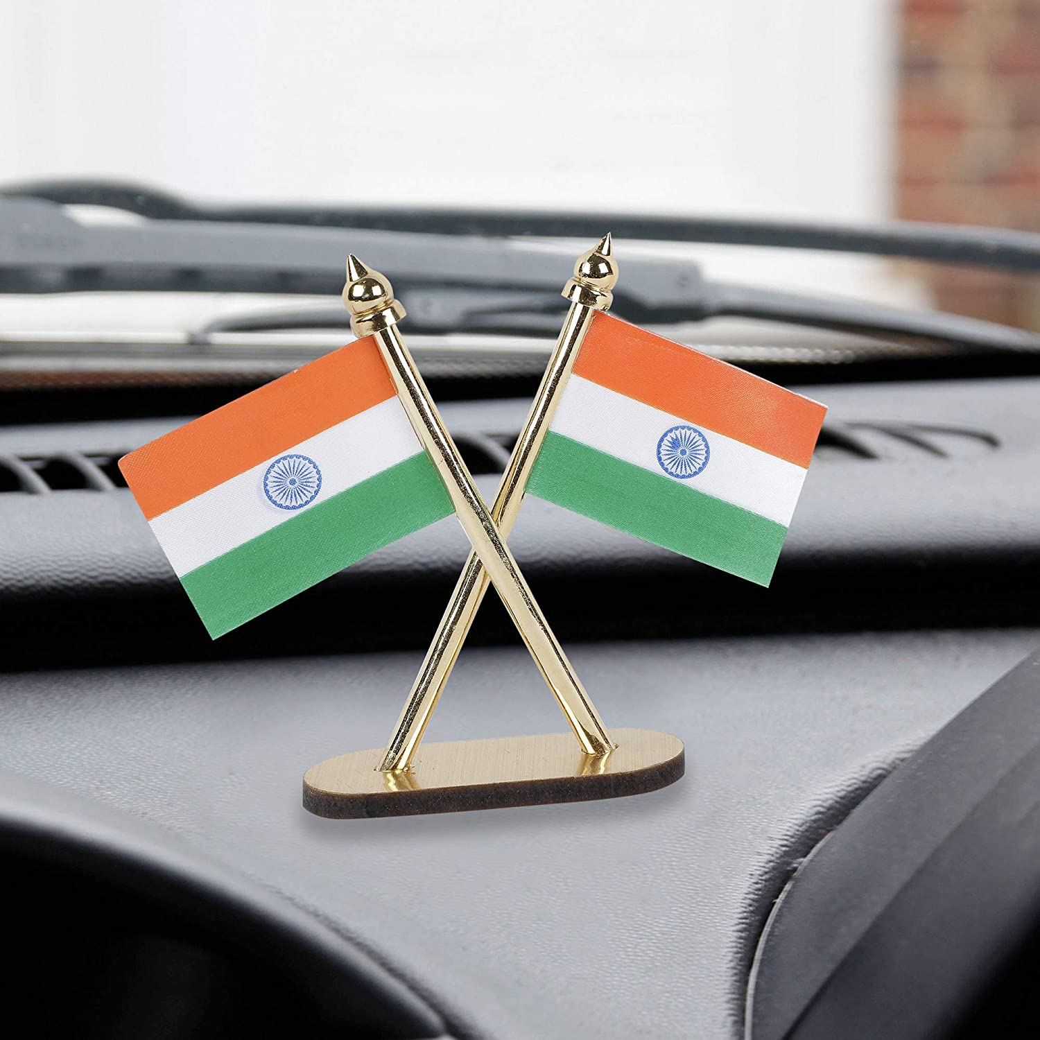 Buy Car Dashboard Indian Flag Cross Design Stand Indian Flag Online