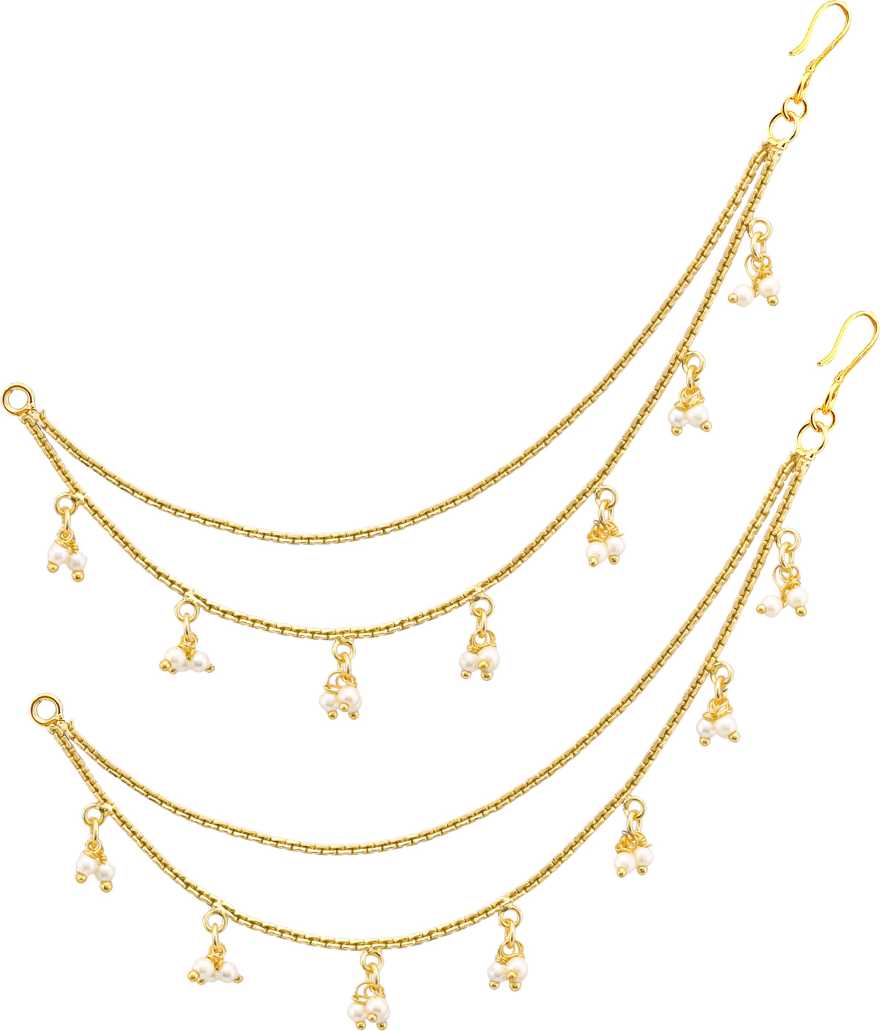 RENU CREATION Gold Pearl Moti Ear Chains for women bahubali earrings jhumka Pearl Copper, Brass  3 LADI MOTI 