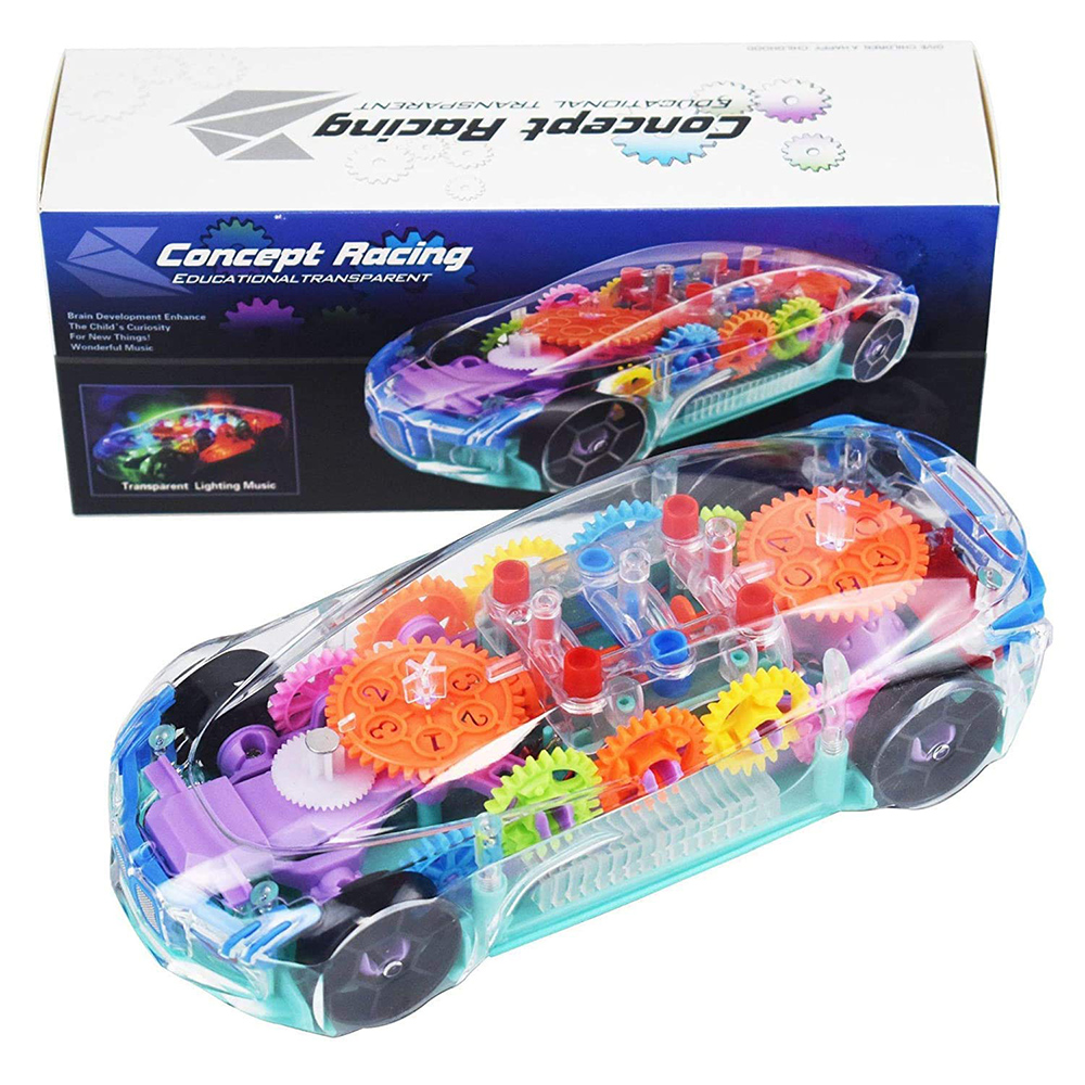 Transparent Concept Racing Car with 3D Flashing Led Lights Musical Car for Kids, Toy for 2 5 Year Kids Boys Girls