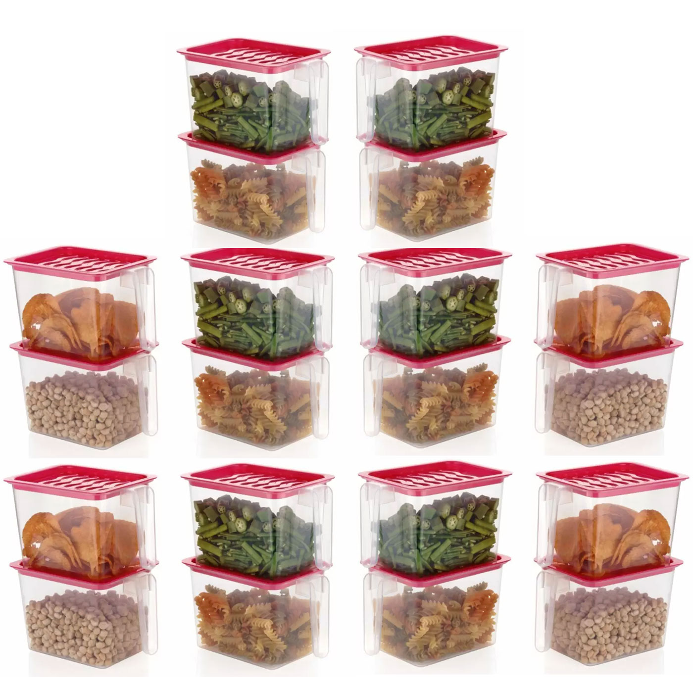 Solomon Premium Quality Multipurpose Fridge containers / storage Box with Handles  1000 ML  PACK OF 20 ,PINK  