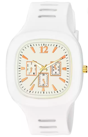 White Square Analog Dial Silicon Strap Designer Watch For Boys Classy Watch Analog Watch For Boys.