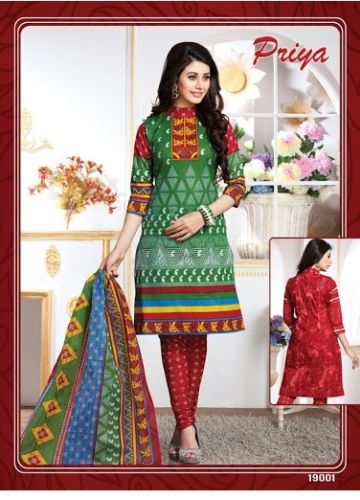 Office/ Party Wear Printed Cotton Dress Material With Dupatta