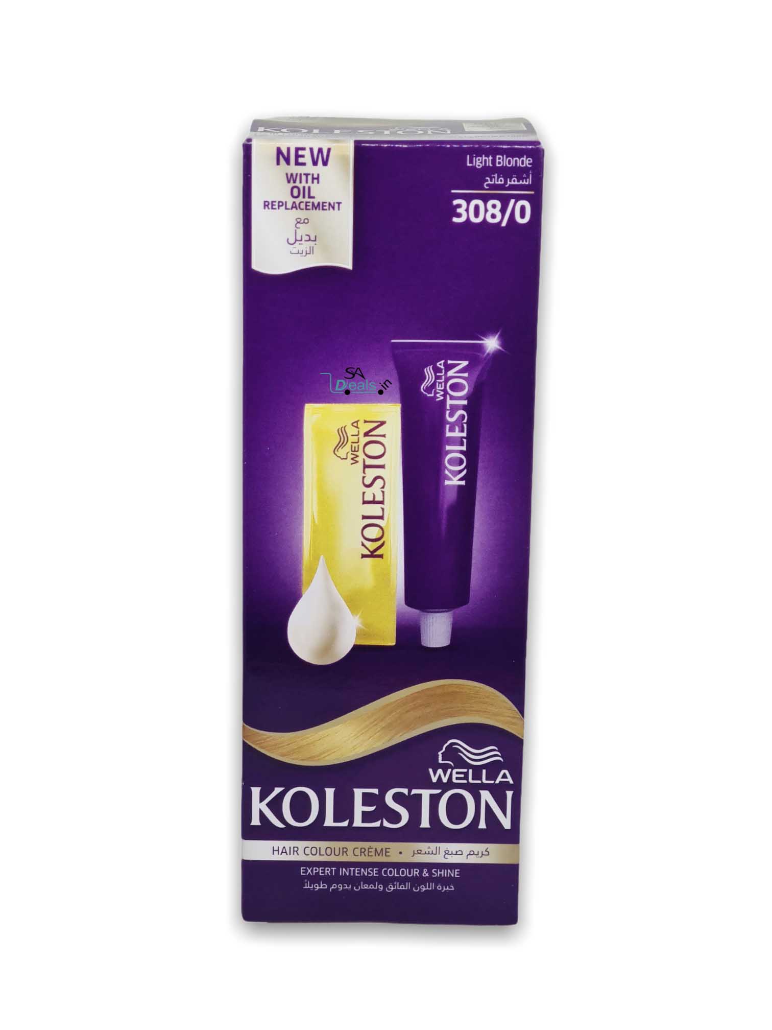 Buy Wella Koleston Hair Color Creme 308/0 Light Blonde Online ₹799