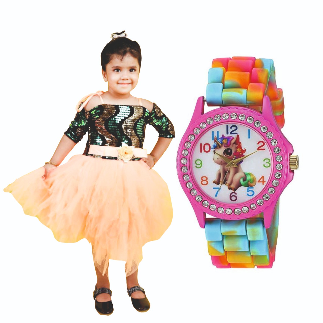 People's Choice Kids Analog Led Glowing Light Watch for Kids Girls Pack of 1 Pink
