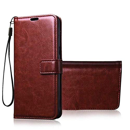 Leather Flip Wallet Cover for Nokia 6.1  Brown 