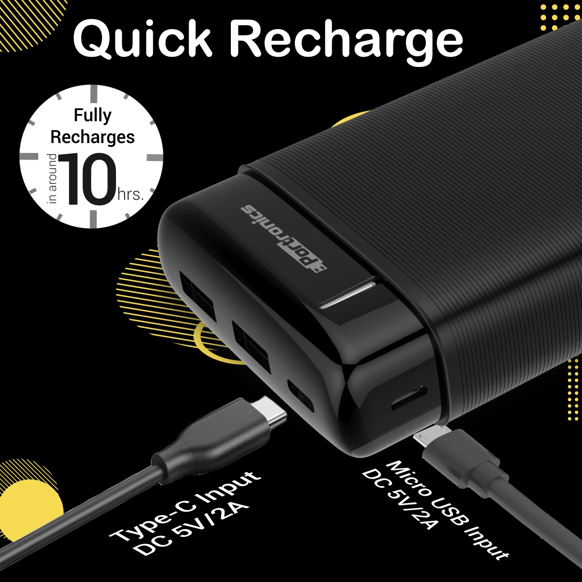 Buy Portronics POR-1225 Power Pro 20K 20000mAh Power Bank with Dual ...