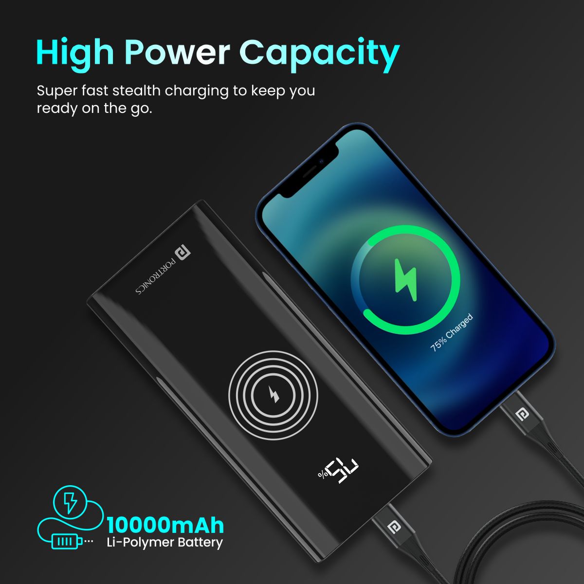 Buy Portronics POR-1210 Power 10 10000mAh Power Bank with Digital ...