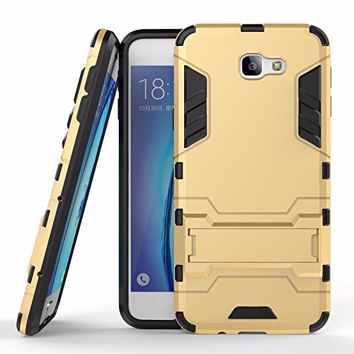 D3 Shock Proof Kickstand Hybrid Back Case for Samsung Galaxy On5 2016 / J7 Prime  Gold 