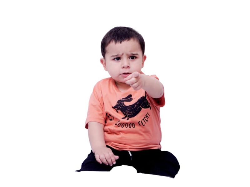 Buy H n M (Hennes and Mauritz) Round Neck Half Sleeves Orange Printed