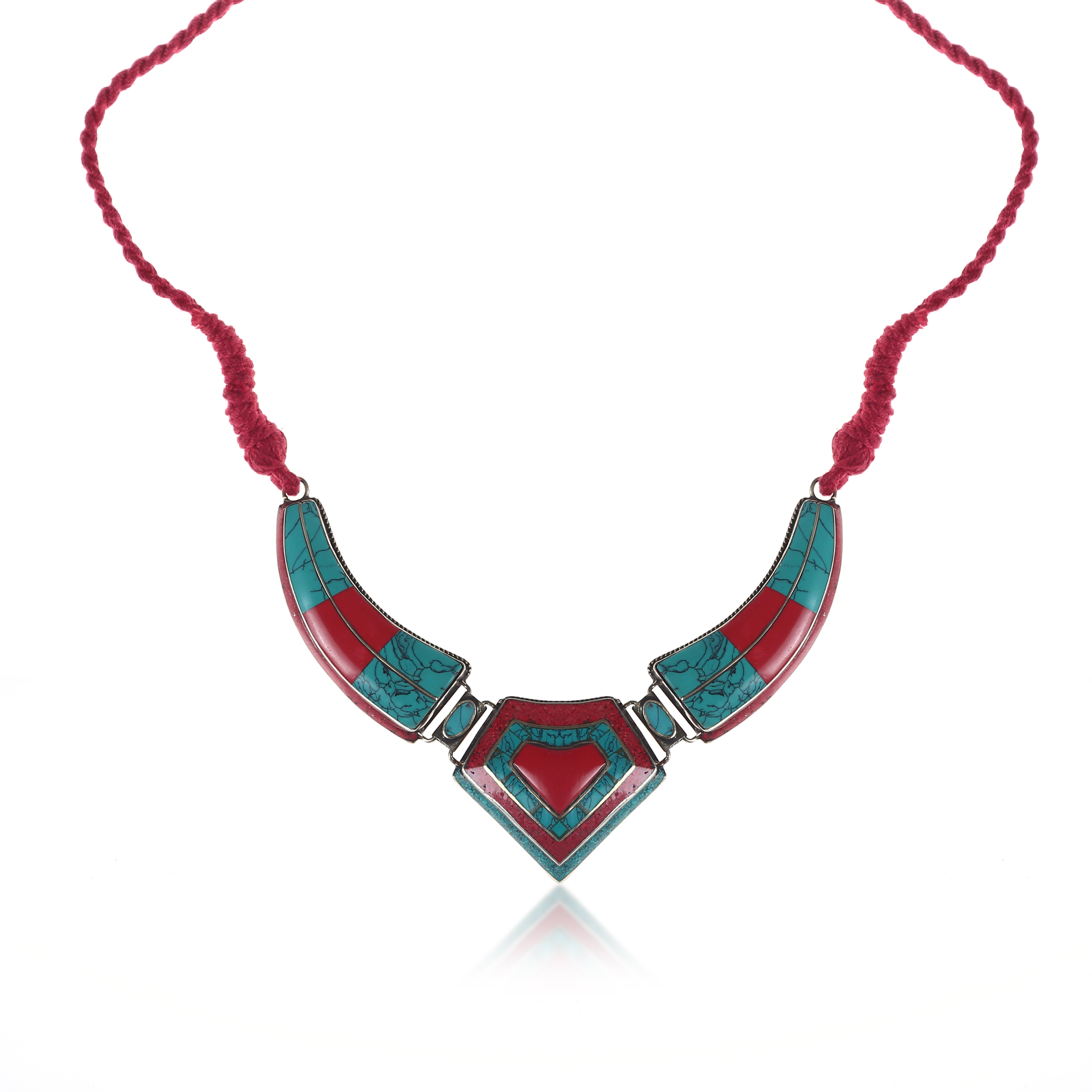 Green Resin, Bone Bead and Turquoise Naga Nepali Handmade Necklace main image 1